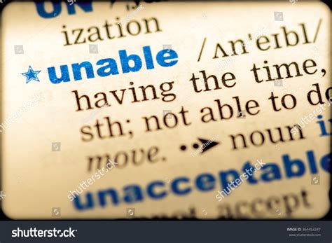 Closeup Word English Dictionary Unable Definition Stock Photo 364453247