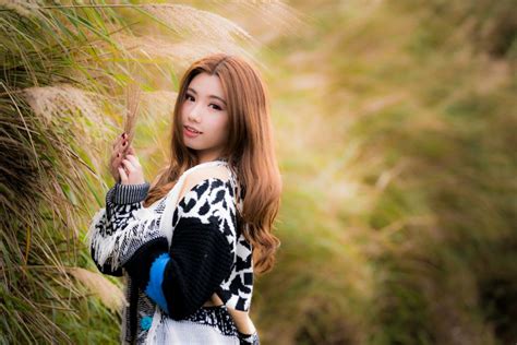 Asian Brown Eyes Brunette Depth Of Field Girl Model Smile Woman