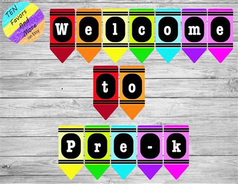 Welcome To Pre K Crayon Banner Teachers Classroom Etsy