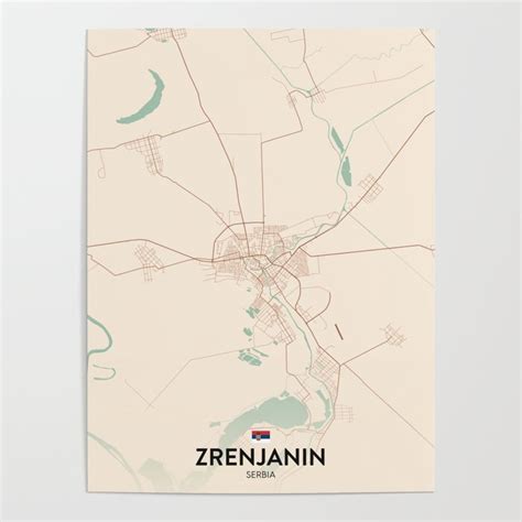 Zrenjanin Serbia Vintage City Map Poster By Imr Designs Society6