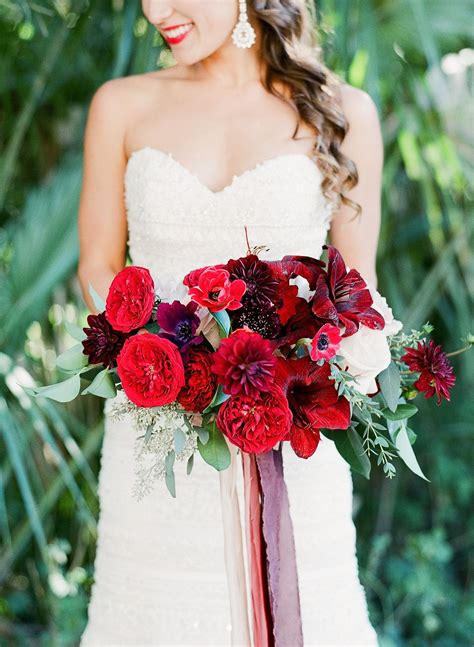 Festively Romantic Winter Wedding With Stunning Red Florals Winter