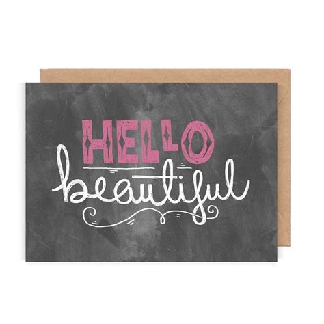 'hello beautiful' chalkboard greetings card by the happy pencil 