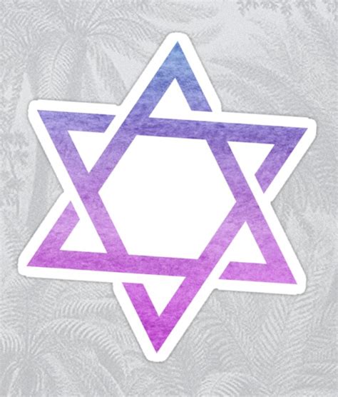 The Star Of David In Purple And Blue Watercolor Sticker On A White
