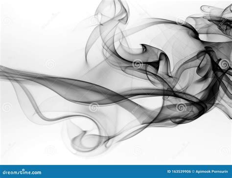 Toxic Of Black Smoke On White Background Abstract Art Stock Photo