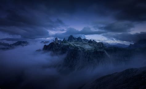 Nature Photography Landscape Mountains Sunrise Mist Clouds Cliff Blue Alps Wallpapers
