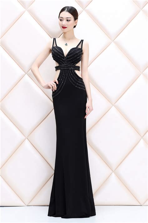 Women Party Dresses Sexy Deep V Neck Hollow Out Long Banquet Wrapped