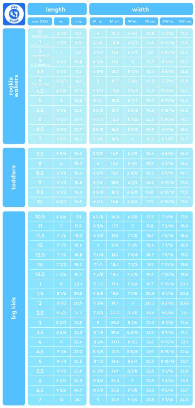 Stride Rite Kids Shoe Size Chart Printable