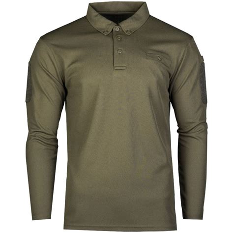 Mil Tec Tactical Long Sleeve Quick Dry Polo Shirt Olive
