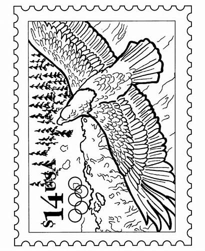 Coloring Stamp Eagle Bald Pages Sheets Stamps