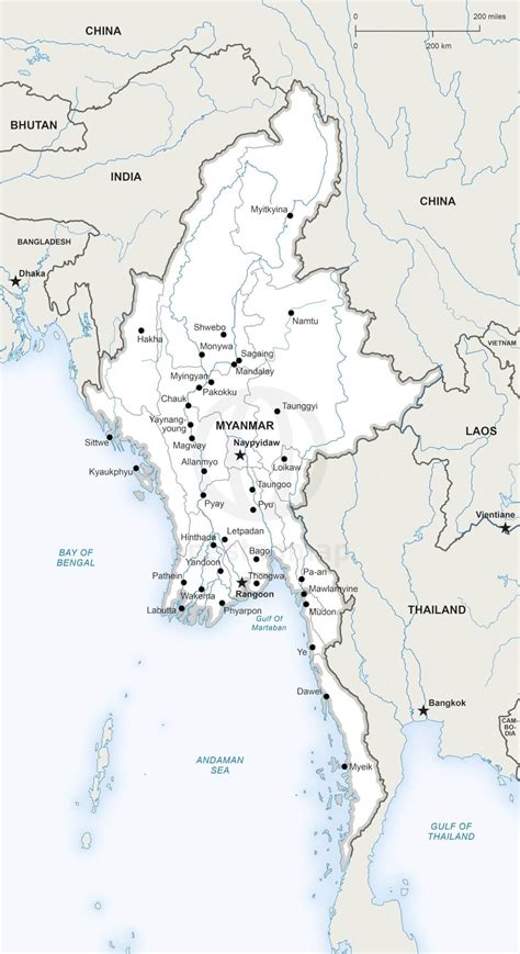 Vector Map Of Myanmar Political One Stop Map