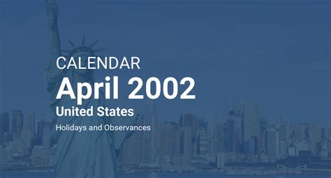 April 2002 Calendar United States