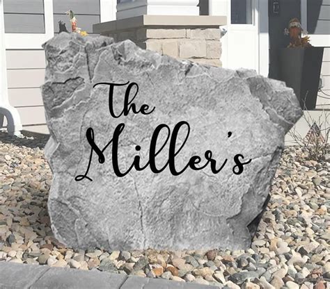 Script Name Stone Engraved Rock Personalized Garden Etsy Stone