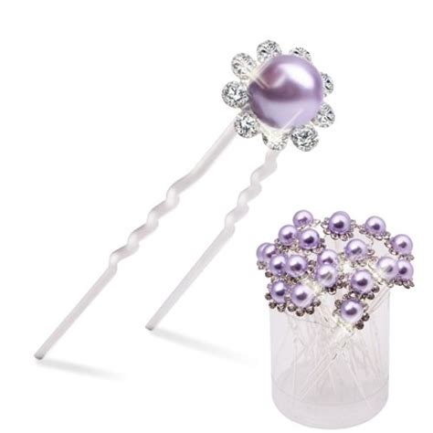 295 Artificial Pearl Rhinestone Plum Blossom U Style Hair Pin For Women Ladies Pack Of 20