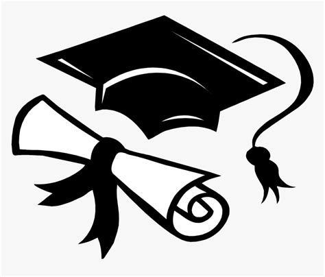 Graduation Cap And Diploma Clipart Black And White Hd Png Download