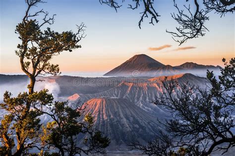 Sunrise At Volcano Mtbromo Gunung Bromo East Javaindonesia Stock