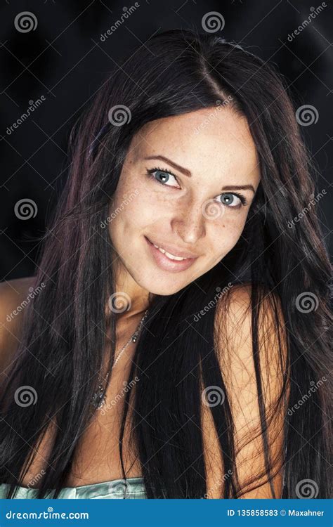 Dimples And Freckles Very Cute Smiling Brunette Girl Stock Image Image Of Body Lifestyle
