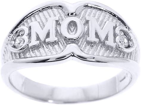 White 9 Ct Gold Mom Diamond Ring Uk Jewellery