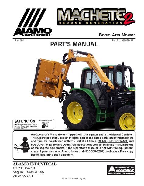 Alamo Machete Ii Boom Mower Parts Manual Pdf Download Service Manual