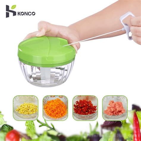 Konco Manual Fruits Vegetable Chopper Hand Pull Mincer Blender Mixer