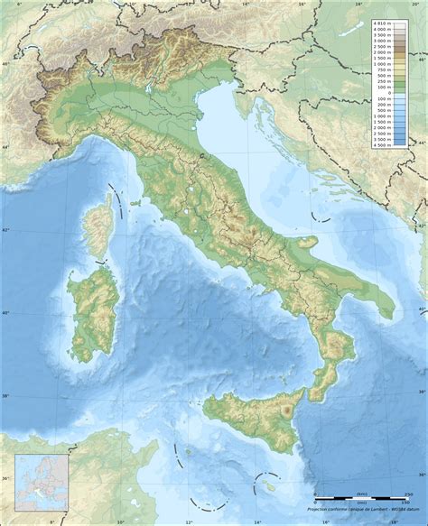 Large Detailed Physical Map Of Italy Italy Large Detailed Physical Map