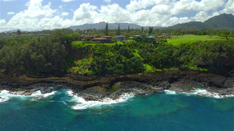 4k Aerial Drone Footage Of Hawaii Princeville Kauai Island Stock