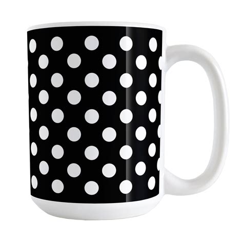Polka Dot Mug Black And White 11oz Or 15oz Ceramic Coffee Etsy