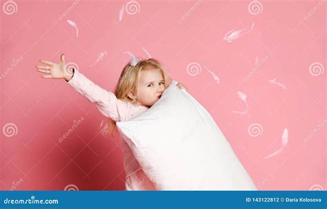 Beautiful Girl Holding A Pillow Studio Shot Stock Photo Image Of