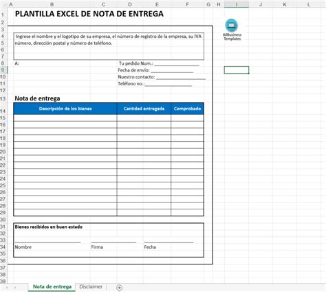 Plantilla Excel Forma Libre Nota De Entrega Factura En Sexiz Pix