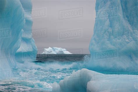 Uk Territory South Georgia Island Blue Tinged Icebergs Frame A
