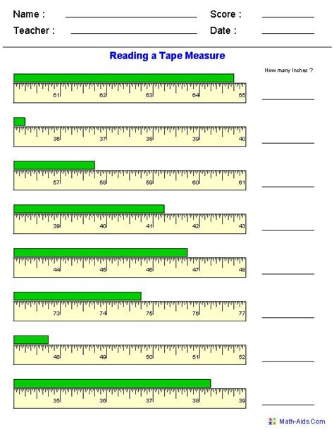 Measurement Worksheets Dynamically Created Measurement Worksheets