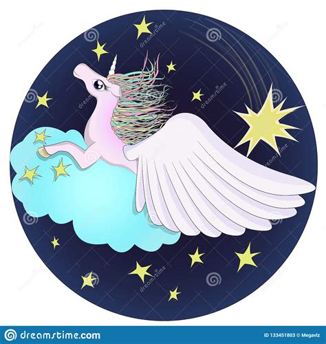 Understand Horse Pegasus Unicorn In The Starry Sky Stock Illustration
