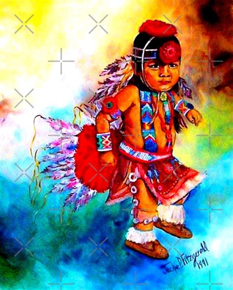 Dancing Toddler Native American Child Indian Jackie Carpenter Art Blue