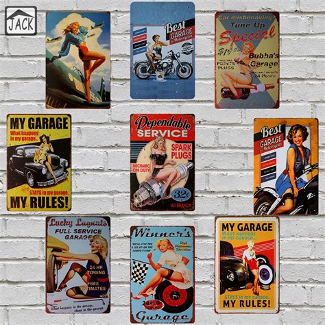 my garage service sexy lady advertising plaque metal plate poster 20x30cm vintage tin signs bar