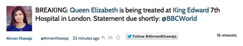 Queen Elizabeth Death Hoax Twitter Panic After Bbc Reporter Tweets About Hospitalisation