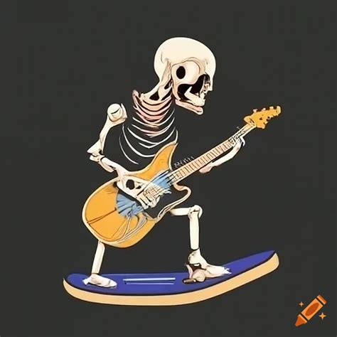 Skeleton Skateboarding And Playing Guitar