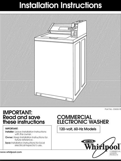 Whirlpool Ca2762xyw0 User Manual Commercial Automatic Washer Manuals