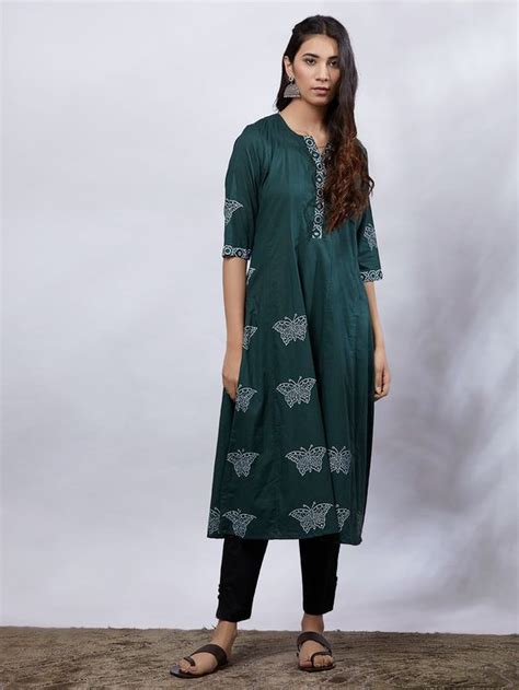 Buy Firozi Hand Block Printed Cotton Kurta With Pink Palazzo Set Of 2