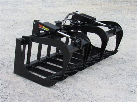 60″ Dual Cylinder Root Bucket Grapple Attachment Fits Skid Steer Quick