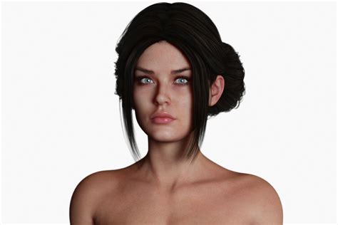 Naked Fitness Brunette Woman With Tied Hair D Model Rigged Cgtrader