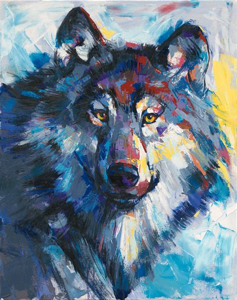 Wolf Acrylic On 24x30 Canvas Painting By Dimitri Sirenko Artmajeur