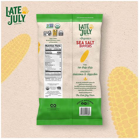 Late July Snacks Dippers Organic White Corn Tortilla Chips Ounce Bag