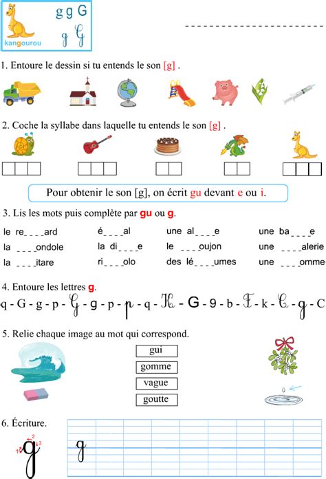 Fiche Dexercices à Imprimer Le Son G Apprendre à Lire