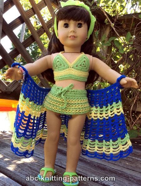 abc knitting patterns american girl doll two piece swim suit bikini top and skirt bottom