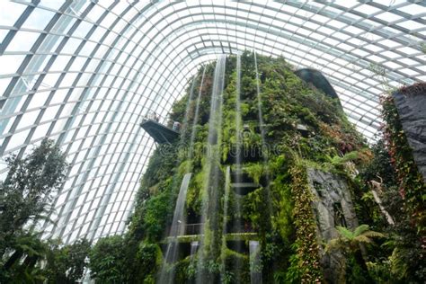 Indoor Waterfall In The Cloud Forest Conservatory Dome At Gardens By