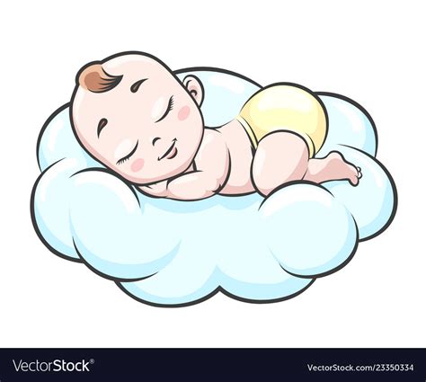 Sleeping Baby On Cloud Royalty Free Vector Image