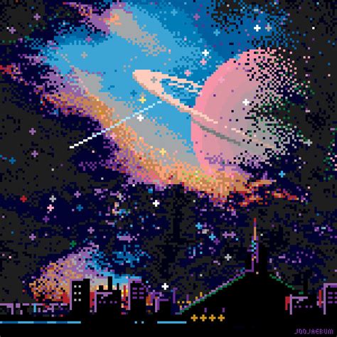 Moon And Universe Cool Pixel Art Cool Art Piskel Art Pixel Art