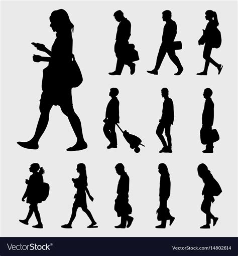 Man And Woman Walk Silhouettes Royalty Free Vector Image