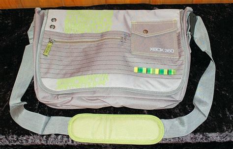 Original Xbox 360 Messenger Carry Bag Gray With Green Accents Shoulder