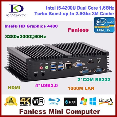 2017 Intel Core I5 4200u Dual Core Small Computer Hdmi 2com Rs232 300m