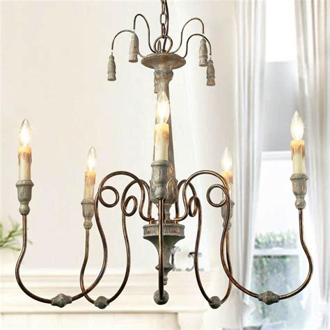 Lnc 5 Light Interior Distressed Gray Shabby Chic French Country